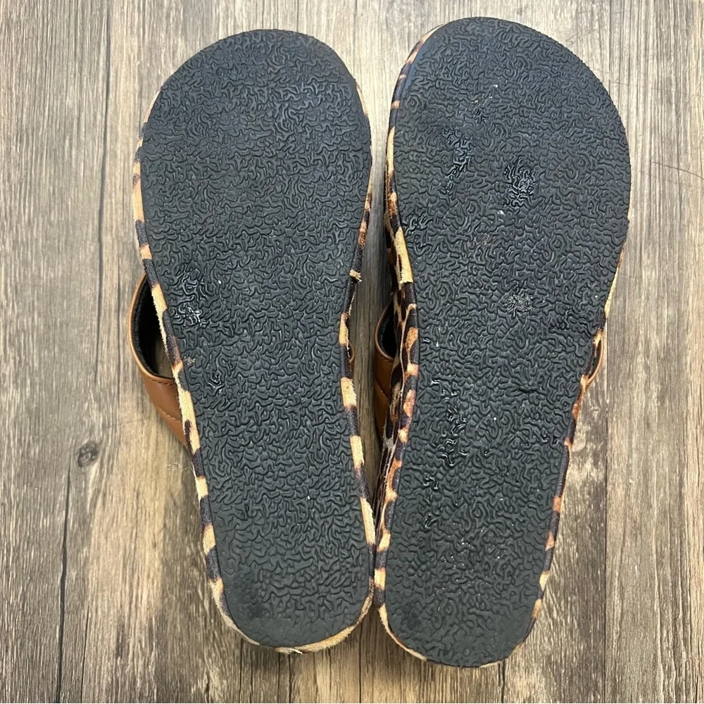 SHEIN Women’s Wedges Leopard Print Platform Sandals Flip Flops Shoes Summer 8